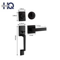 Juego de Manijas para Puerta de Aleación de Zinc Negro de Alta Calidad, Cerradura Cuadrada, Kit de Manijas para Puerta Interior, Herrajes para Puerta Cuadrada