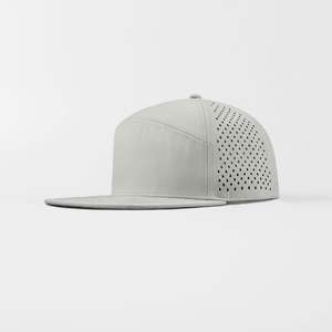 Casquette Snapback personnalisée en gros, 6 panneaux, visière plate, bleu marine, imperméable, structurée, logo brodé 3D, maille perforée au laser - Product Image 3