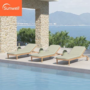 Chaise longue en teck moderne, résistante aux UV, portable, ensemble de salon de <span class=keywords><strong>jardin</strong></span> pour une utilisation en extérieur, salon, hôtels, villas, piscine - Product Image 1