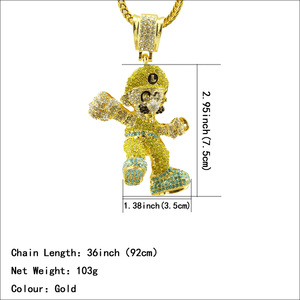 YJ10-5424 Collar con Colgante de Mario Hip Hop Taki En Cok Satan, Envío Directo, Pequeña Cantidad, Cadena Franco, RTS - Product Image 2