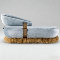 Canapé-lit Chaise Longue Moderne de Luxe Rembourré à Franges en Velours et Laiton pour Salon de Villa