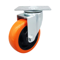 Lenkrolle 4 Zoll 100mm Fest Orange PP Kunststoff Tisch- und Schrankrolle mit Doppelkugellager