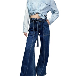 Jeans de Pierna Ancha de Cintura Alta, Versión Delgada y Estrecha, Primavera 2024, para Mujer - Product Image 3