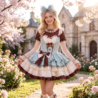 Robe Lolita JSK en dentelle à volants style demoiselle d'honneur rétro, motif chocolat menthe douce, pour femme adulte, décontractée, pour fête ou cosplay