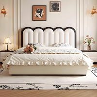 Lit en tissu pliable de style français avec un grand espace de rangement, lit en tissu multifonctionnel de luxe, lit king-size ou queen-size