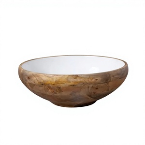Bol en bois artisanal écologique au design classique avec ustensiles de service pour la présentation des aliments lors de fêtes - Product Image 6
