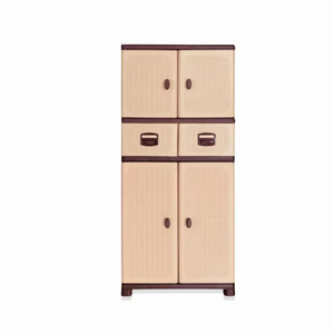 Conteneur de rangement pliable multifonctionnel, organisateur en plastique empilable avec tiroir à motif rotin et barre de suspension pour vêtements - Product Image 1