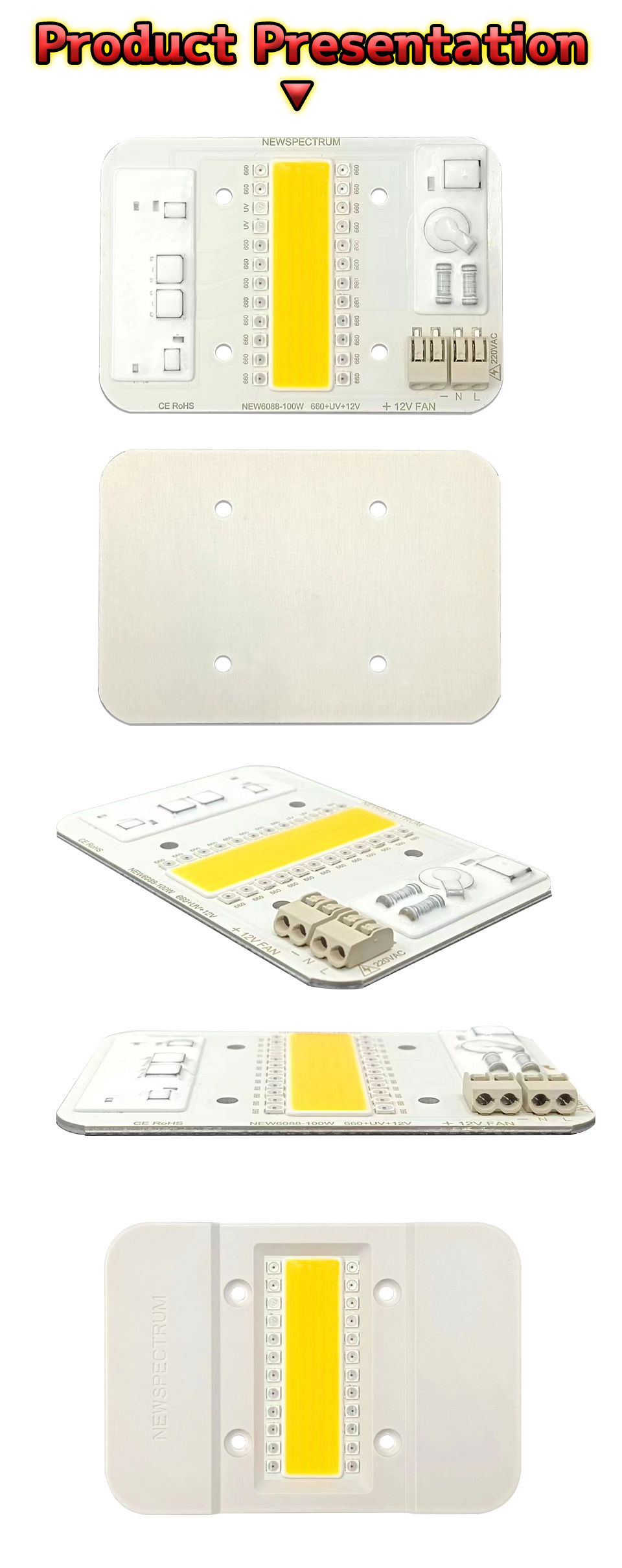 AC 220V 100W High Power Cob LED Chip Unmanned Driving Solderless
