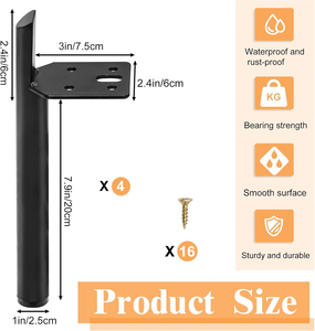 Ensemble de 4 pieds de meubles en métal, pieds de table basse, de bureau, de canapé, robustes, pieds droits de remplacement avec protection en caoutchouc <span class=keywords><strong>pour</strong></span> le sol - Product Image 6