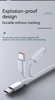 Kabel Data USB pengisian daya Super cepat 66W 6A, kabel pengisian daya Cepat 3,3 kaki 1m untuk ponsel Huawei, kabel pengisian daya USB tipe-c 66W 6A