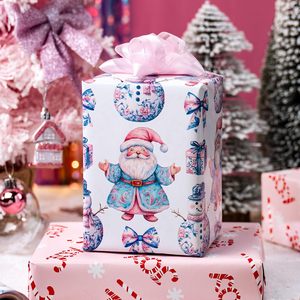 Christmas Wrapping Paper Roll 17x33 Feet Reversible Santa Snowman Gift <b>Wrap</b> for Christmas New Year Craft - Product Image 4