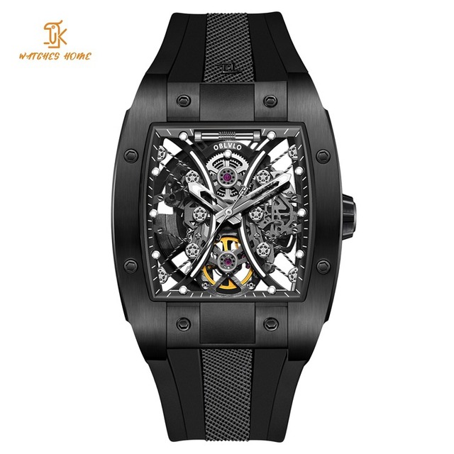SANYIN Original Designer Mechanical Watch Tonneau Skeleton OEM Custom Logo Automatic Wine Barrel Watches Manufacturers
