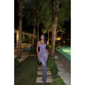 Robe de bal Madelyn violette, robe de soirée longue et brillante avec des paillettes pour la remise des diplômes et les fêtes - Product Image 6