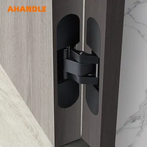 AHANDLE Modern Design Invisible Concealed Hinges Frameless Veneered Interior Door With 3D Adjustable Hidden Zinc Alloy Hinges