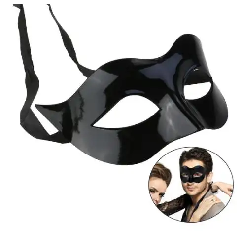 पुरुषों महिलाओं बहाना पोशाक वेनिस बहाना मुखौटा शादी की सजावट पार्टी आपूर्ति खलनायक आँख का मुखौटा (काला)