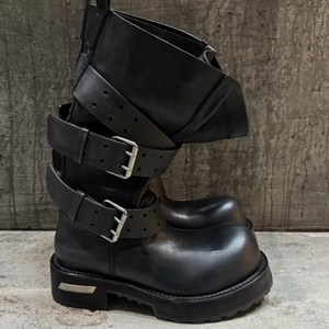Bottes Venom de luxe 2026, nouveau style plateforme, en cuir, à lacets, style punk, bottes métalliques tendance - Product Image 1