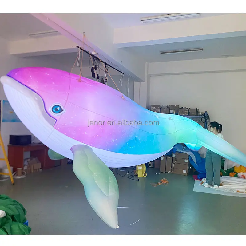 Spedizione gratuita Mall pubblicità gonfiabile illuminazione balena modello marino per la decorazione del partito al mare