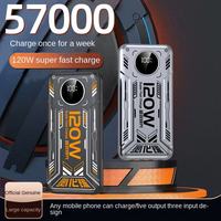 Banque d'alimentation portable à charge ultra-rapide 15W de grande capacité 20000mA avec entrée Type-C et lampe torche LED, style Punk à quatre lignes