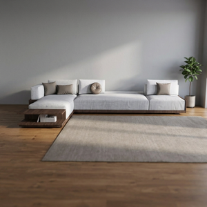 Modern Sectional <b>Sofa</b> L Shaped Living Room Couch Upholstered Corner <b>Sofa</b> with Dark Wood Base - Product Image 3