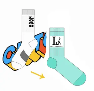 Custom Printed LOGO High Quality Grip Sock Cotton Basketball Design Embroidered Crew Sports Breathable Custom Socks