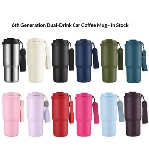 304 Stainless Steel 6th Generation Coffee <b>Cup</b> Car Travel Mug Portable with Handle Rope and Straw Vacuum <b>Insulated</b> Water Bottle - Product Image 2