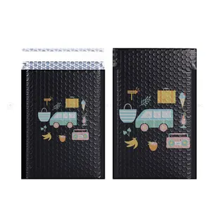 Black Metallic Foil Bubble Mailers Custom Plastic Courier Envelopes Shiny Color Shipping Package Mailing Bags