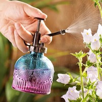 TX22000 En gros Arrosoir en verre gaufré transparent rétro coloré pour jardinage intérieur, outils à pompe