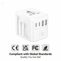 Adaptador de Viaje Mini Universal de 20W PD con Cargador para iPhone, Puerto USB-A y Tipo-C, Carga Rápida Multipuerto para Viajes Globales y Teléfonos
