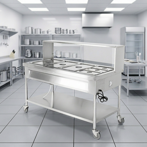 Calentador de Alimentos Eléctrico de Acero Inoxidable con 6 Compartimentos, Exhibidor de Alimentos Calientes para Mostrador, Buffet, Restaurante, Baño María - Product Image 1