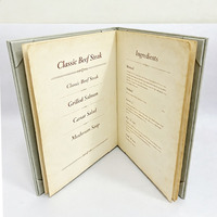 Porte-menu en cuir PU avec pochettes transparentes A4 A5 8,5x11, couverture aspect cuir vintage avec logo personnalisé en relief pour restaurant, bar, liste des boissons