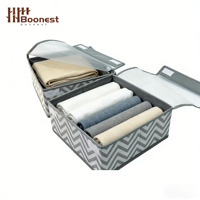 Boîte de rangement pliable pour vêtements et articles divers, grande capacité, en tissu rayé ondulé avec couvercle
