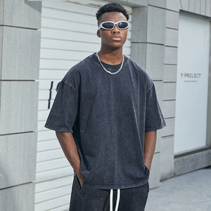 High Quality Heavy <strong>Cotton</strong> Mens Tshirts Boxy Street <strong>Wear</strong> Wash Brown Oversized T Shirts Custom Logo - Product Image 2