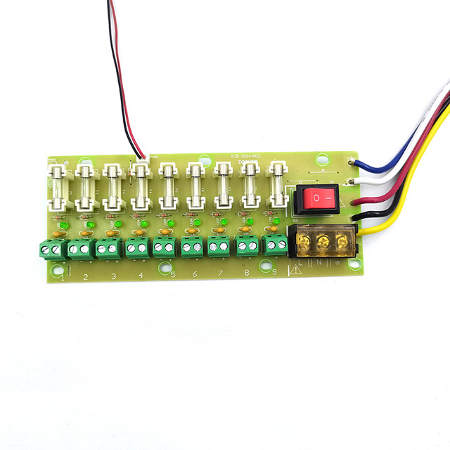 9CH 5V 12V 24V DC Power Distribution Equipment 9-Way 2A PCB Board Terminal Block Centralized Power Supply Monitoring CCTV Power