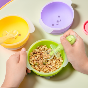 Bol d'aspiration Babi sans Bpa, fond collant antidérapant, ensemble pour l'alimentation des enfants, vaisselle en silicone pour enfants, assiettes en silicone pour bébés - Product Image 3