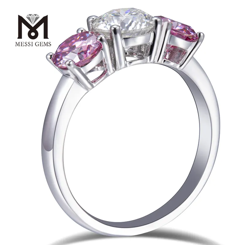 Messi Gems Fashion woman gift 14k white gold pink moissainte jewelry moissainte ring