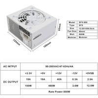 Pabrik langsung menjual 500W Modular PC catu daya permainan Desktop SFX PSU stok 90% efisiensi konsumsi daya rendah bagian PC