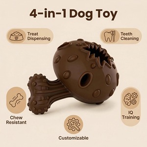 Jouet à mâcher interactif personnalisable pour animaux de compagnie, distributeur de friandises en forme de champignon en caoutchouc, pour nettoyer les dents, jouet à mâcher résistant pour chiens agressifs - Product Image 4