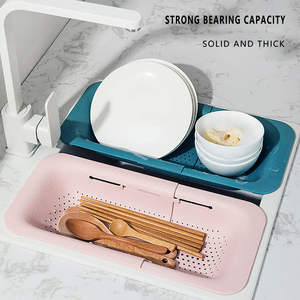 Silicone Frying Strainer <b>Brush</b> Adjustable <b>Extendable</b> Pp Drain Filter Basket Collapsible Colander for Over the - Product Image 2