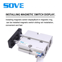 SOVE TN Actionneur pneumatique à double arbre de cylindre, tige de piston multi-alésée