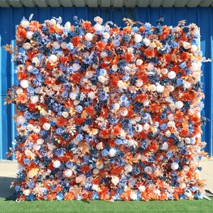 Fondo Floral Enrollable 5D Personalizado para Bodas Elegante Pared de Flores Azul y Blanco Clásico Estilo Simple Tema de Otoño - Product Image 6