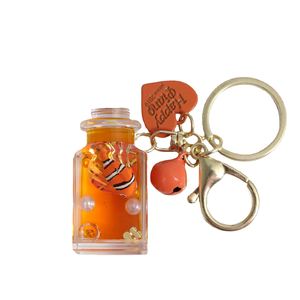 Liquid Floating Milk Box Keychain Cute Cartoon Penguin Fish Tortoise Keyring Creative Colorful <b>Cord</b> Bag Car Key Chain - Product Image 6