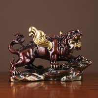Ornements Pi Xiu Puissants en Cuivre Coloré de Style Chinois, Objets de Collection pour Entreprise, Entrée de Maison, Salon, Bureau, Artisanat de Bureau