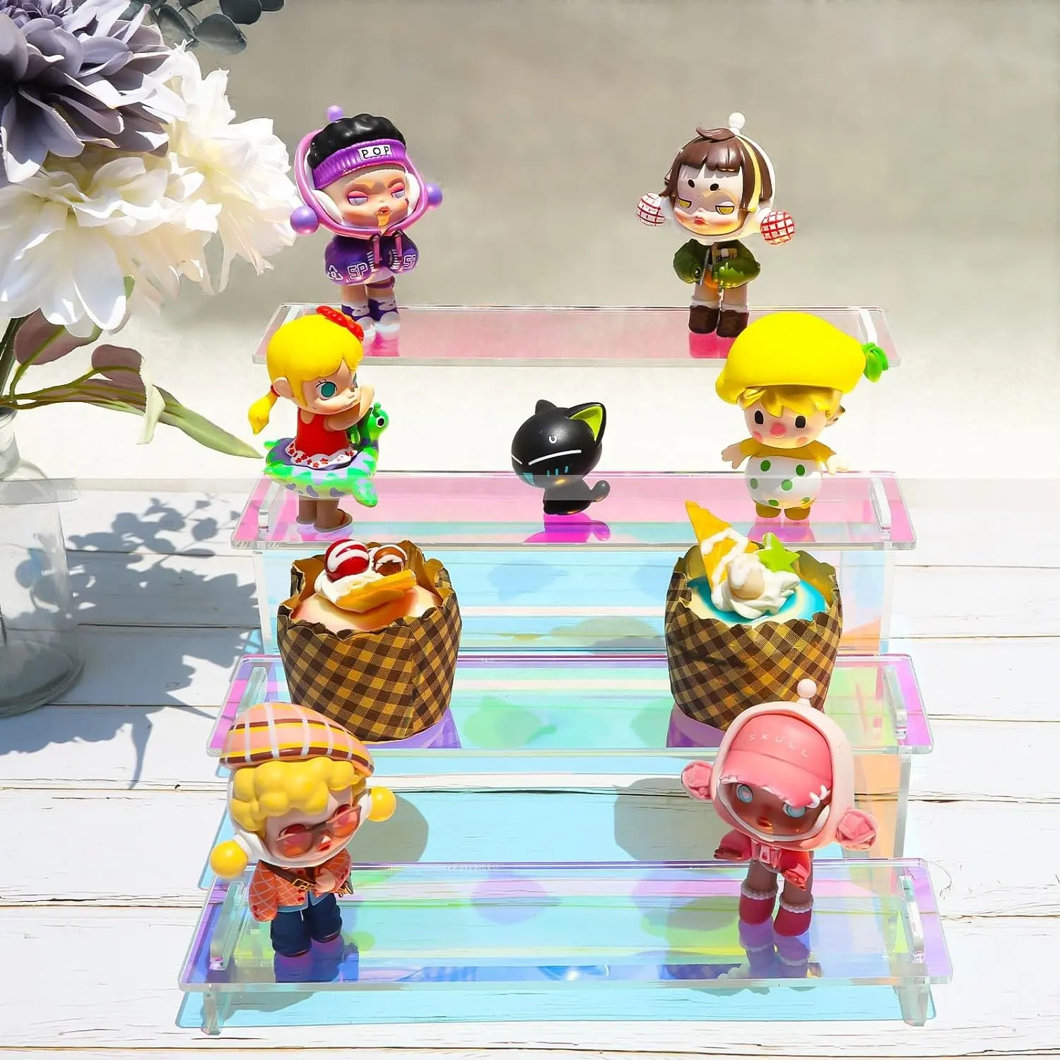 Acrylique Riser Présentoir 4 Niveaux Parfum Stand Organisateur Cupcake Présentoir pour Fun ko Pop Figure Iridescent Décor Affichage