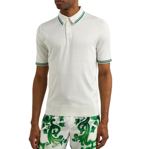 Maglieria da uomo personalizzata con bottone in maglia sportiva Top a maniche corte Polo da Golf da uomo in maglia Slim Fit maglione Polo t-shirt - Product Image 1