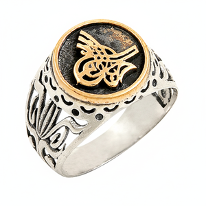 925K Sterling <b>Silver</b> Ottoman Tugra <b>Men</b> <b>Ring</b> <b>Men's</b> <b>Ring</b> - Product Image 2