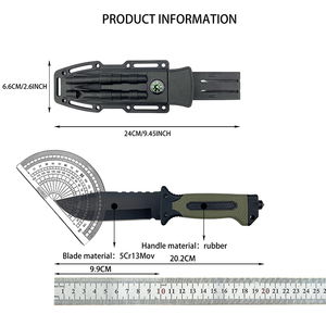 Couteau fixe multifonctionnel pour extérieur avec manche antidérapant en caoutchouc, outil de survie et de chasse portable pour le camping, couteau de sauvetage OEM. - Product Image 6
