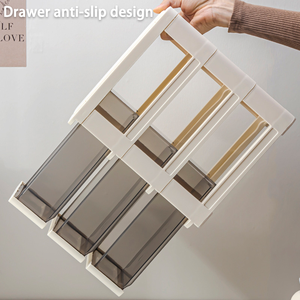 Hộp đựng đồ để bàn bằng nhựa màu kem, nhiều ngăn, dùng cho nhà, văn phòng, đựng son môi, văn phòng phẩm - Product Image 4