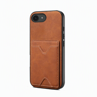 Étui de téléphone rétro en cuir antichoc avec coque arrière en TPU et PC givré, double porte-cartes, support et béquille pour smartphones