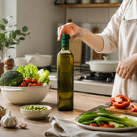 Bouteilles d'huile d'olive en verre vides de qualité alimentaire, carrées, marron, multi-capacités, avec couvercles, ensembles complets incluant bec verseur et bouchons intérieurs