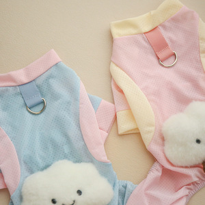Traje de Felpa para Mascotas, Color Azul y Rosa, Ropa de Verano para Perros, Ligero, de Poliéster, con Cuatro Patas - Product Image 2